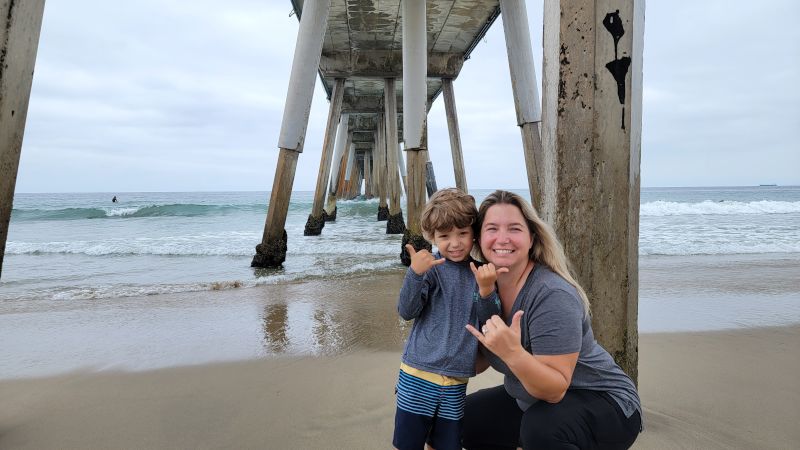 Enjoying a Walk on the Local Beach