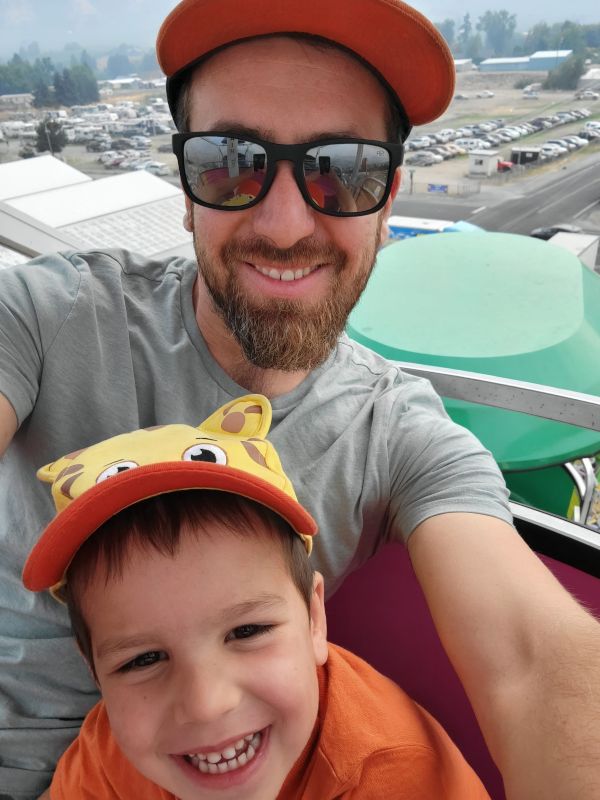 Having a Blast on the Ferries Wheel at the County Fair