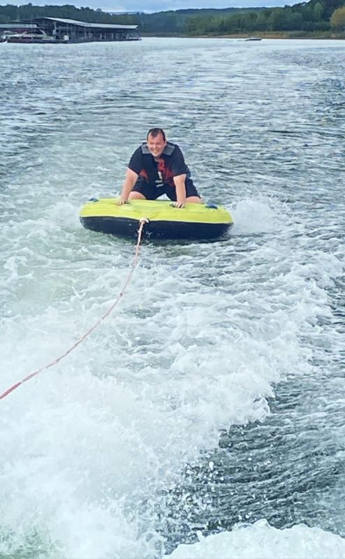 Jerry Tubing at the Lake